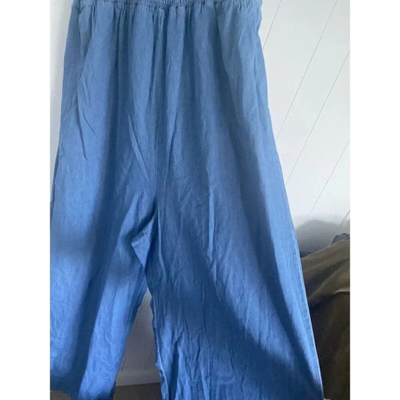 DRAPER JAMES RSVP Blue CHAMBRAY JUMPSUIT Size XL 100% Cotton - Picture 2 of 9